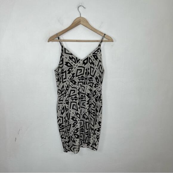 Amanda Uprichard Black White Geometric Silk Spaghetti Strap Mini Dress Size S - Picture 2 of 10